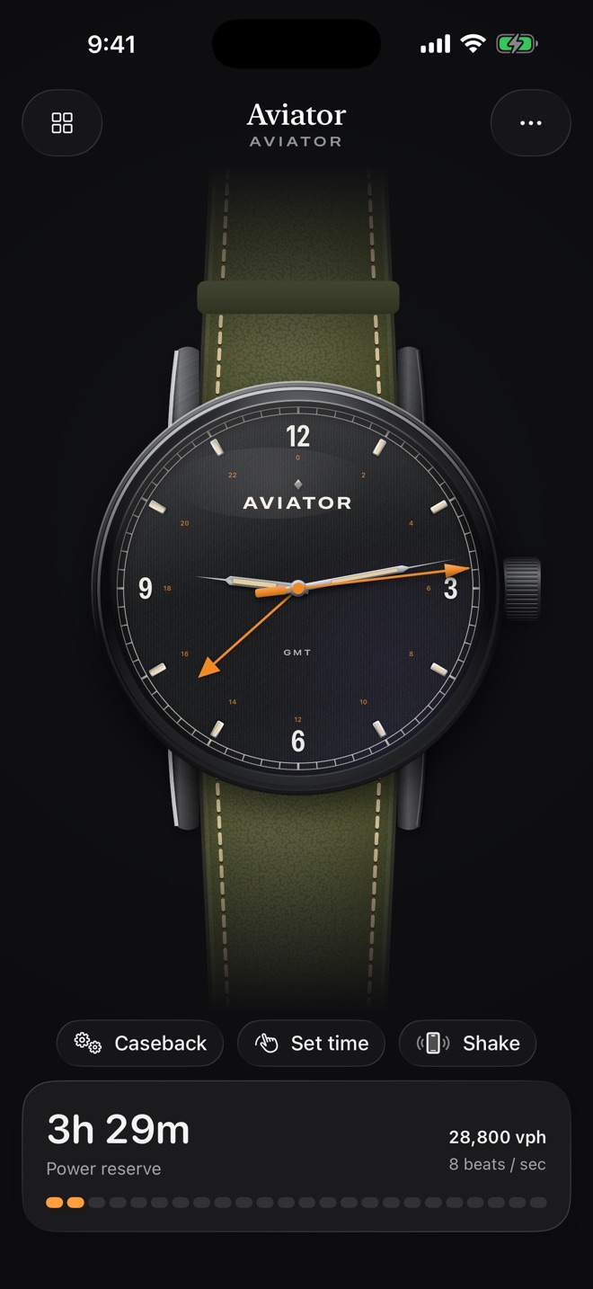 Aviator, a black PVD pilot watch with GMT